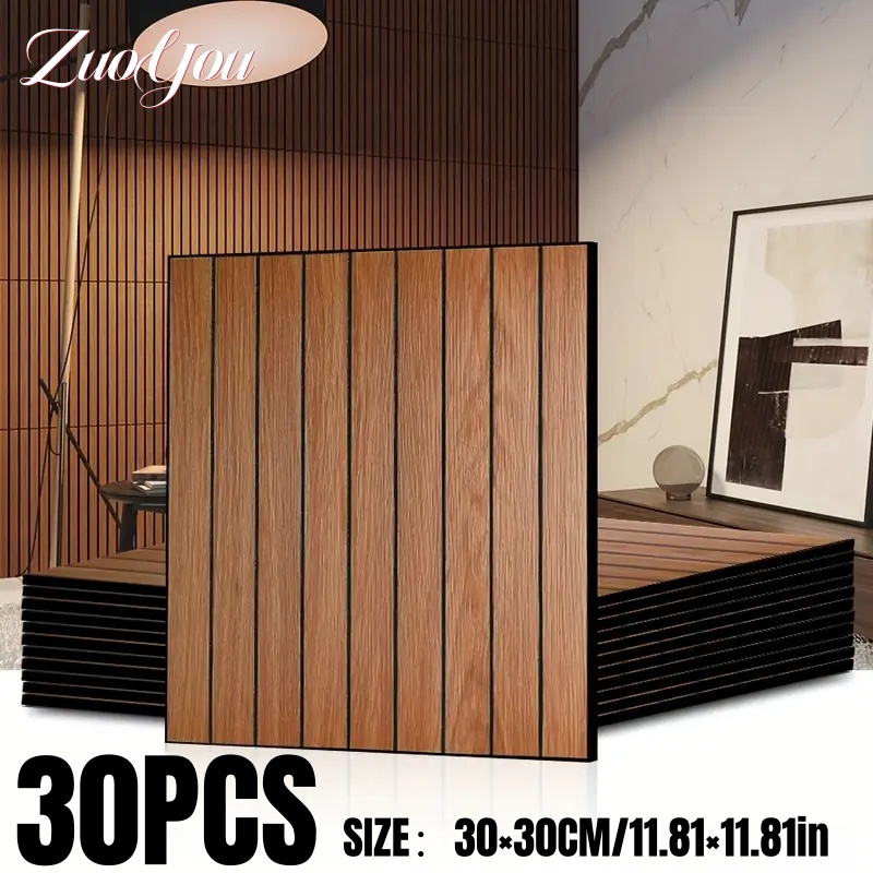 Kitchen Appliances Design - Faux Wood Grain Grille Self-Adhesive Wallpaper